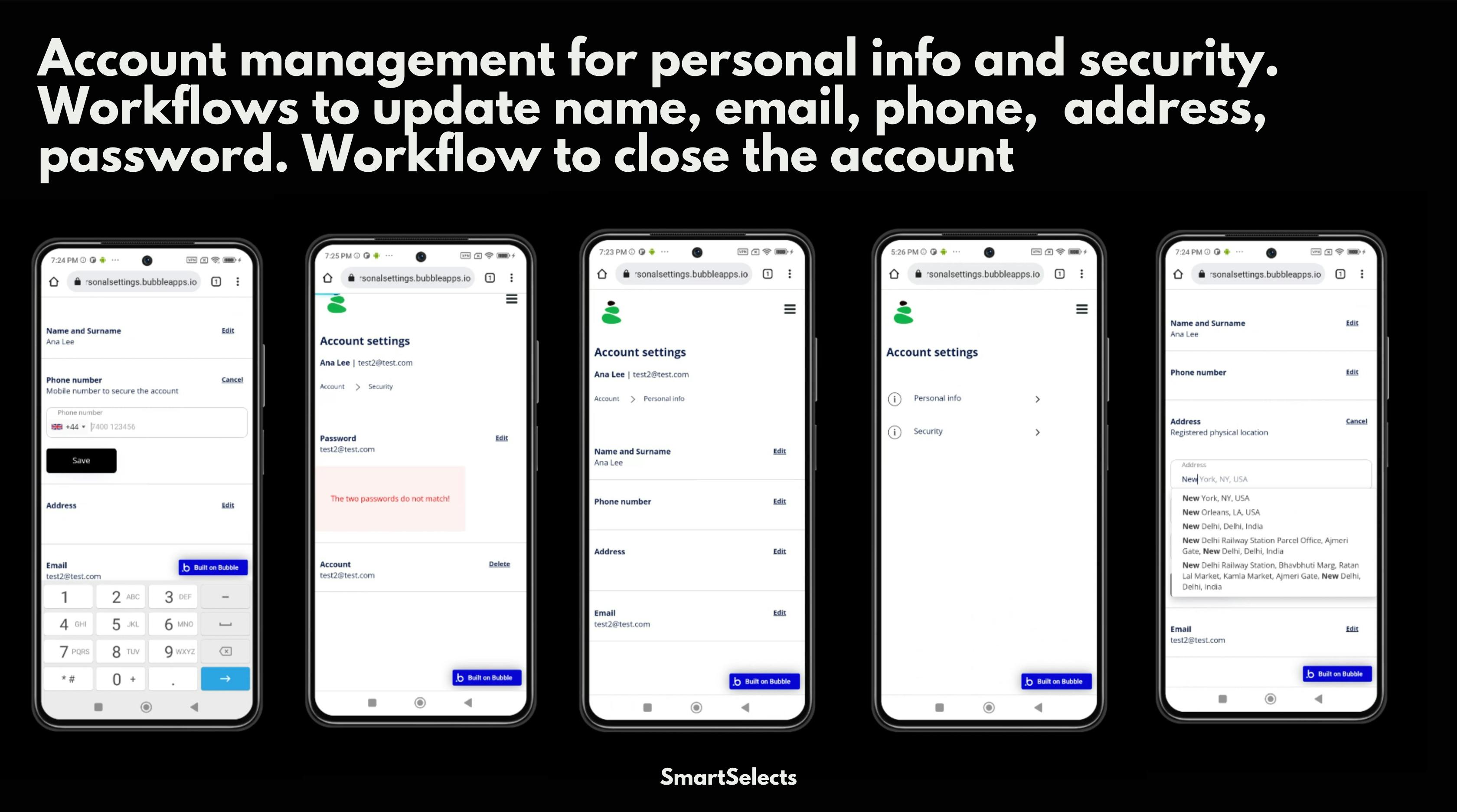 Account Management Template Bubble