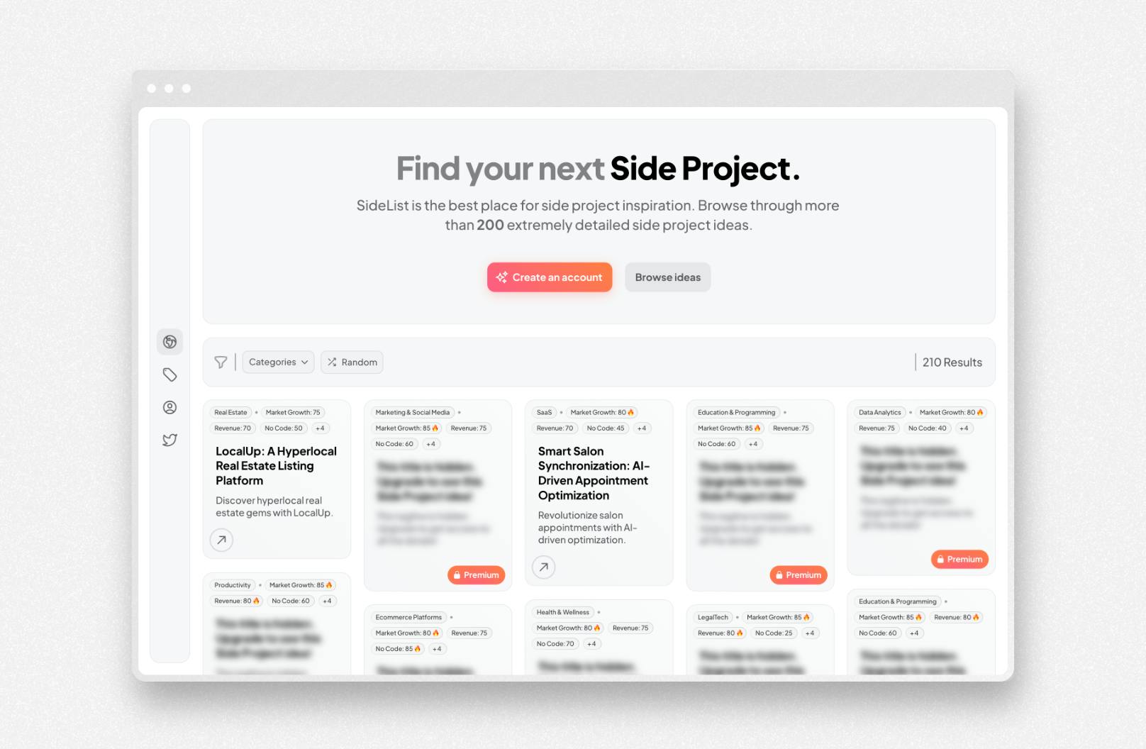 Side Project Directory / List Template | Bubble