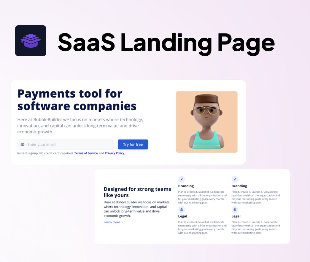 Saas Landing Page Template Bubble