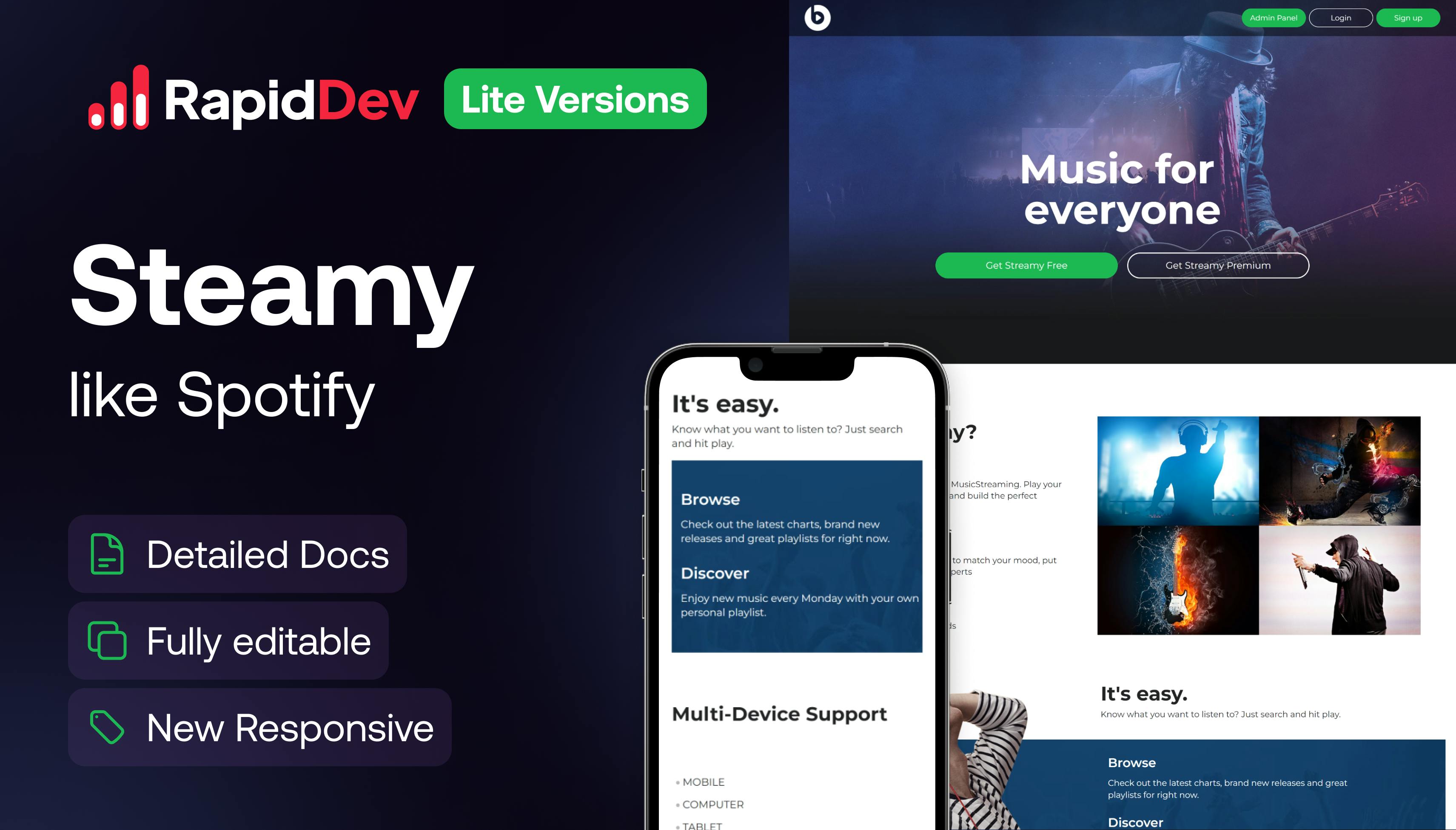 Streaming Like Spotify Lite Template | Bubble