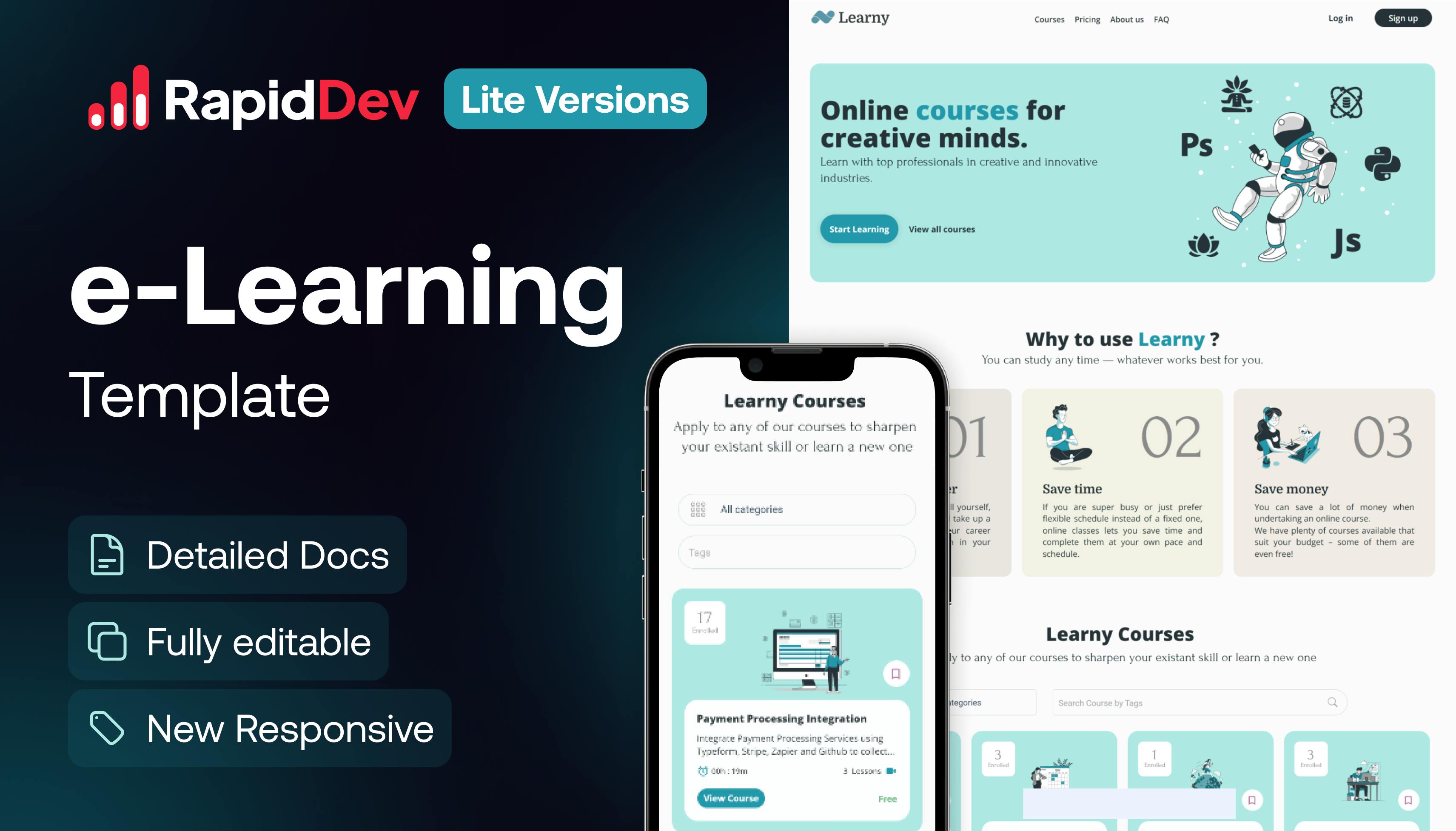 Learny Lite eLearning SaaS Template Bubble