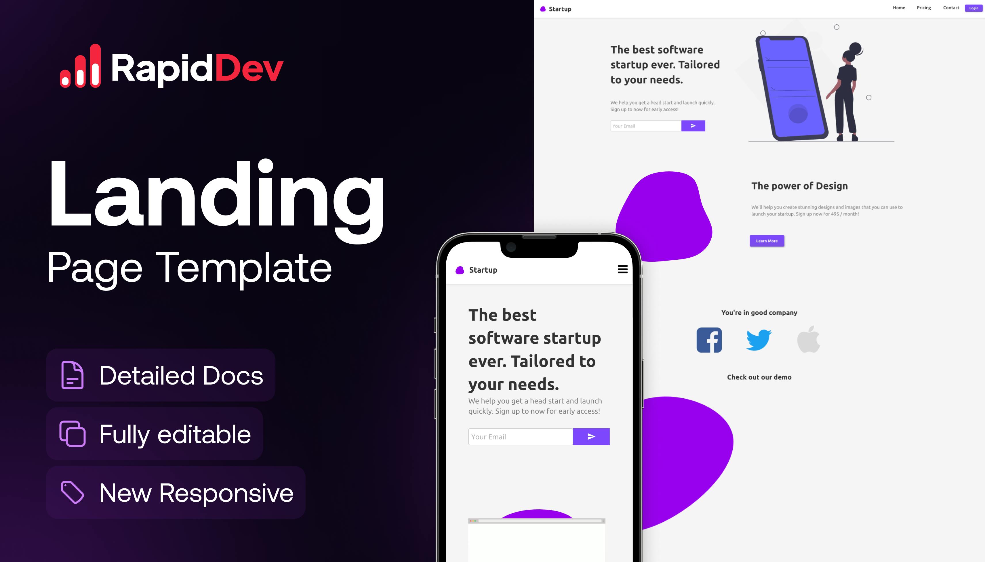 Beautiful Landing Page Template Bubble