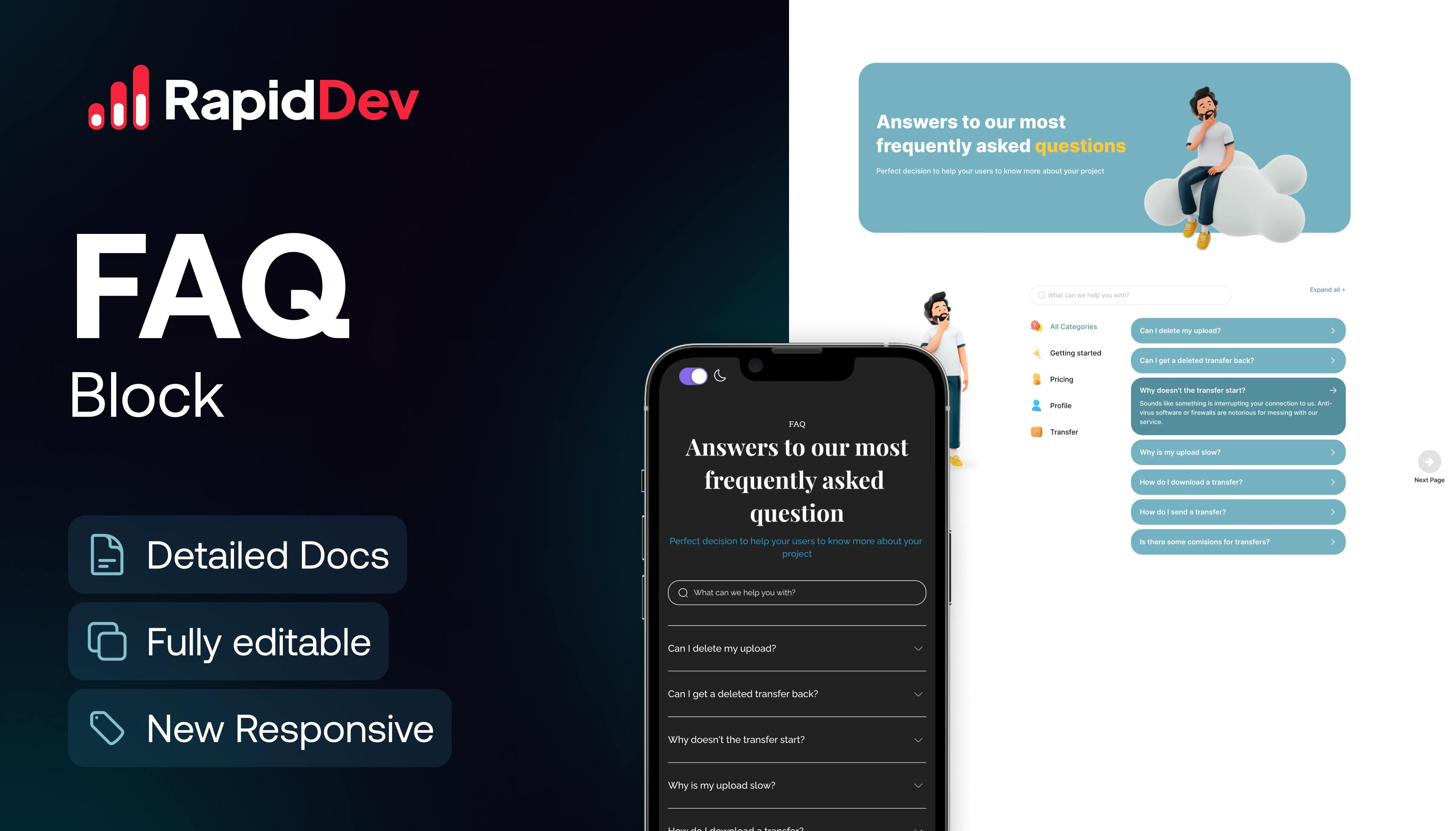 FAQ Responsive Blocks Template | Bubble