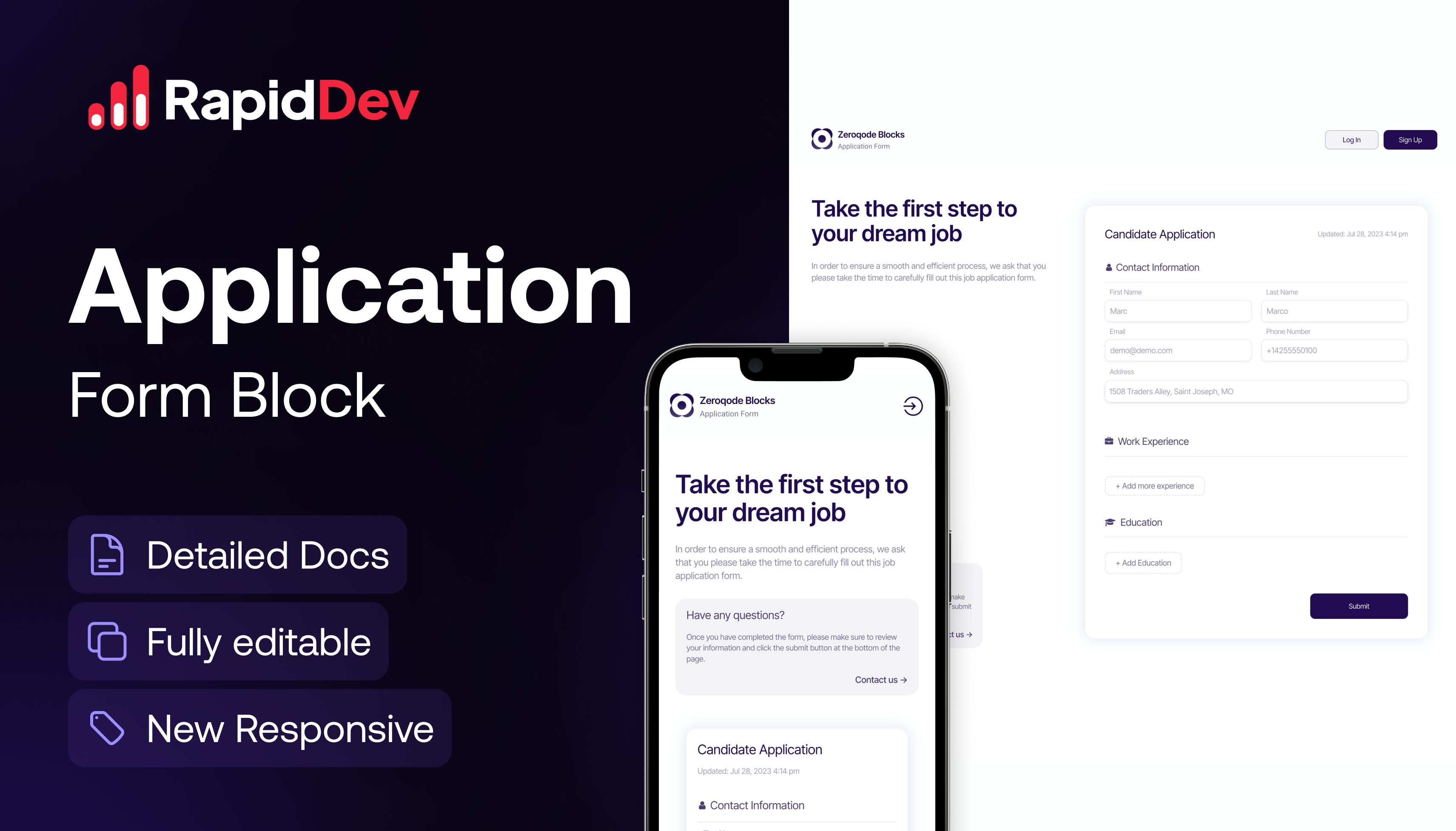 Application Form Block Style Application Form Block Template | Bubble