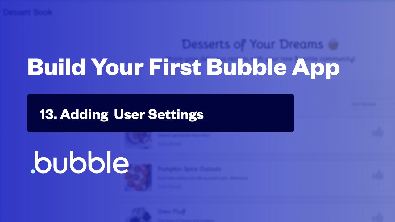 Adding User Settings Bubble Adding User Settings Bubble