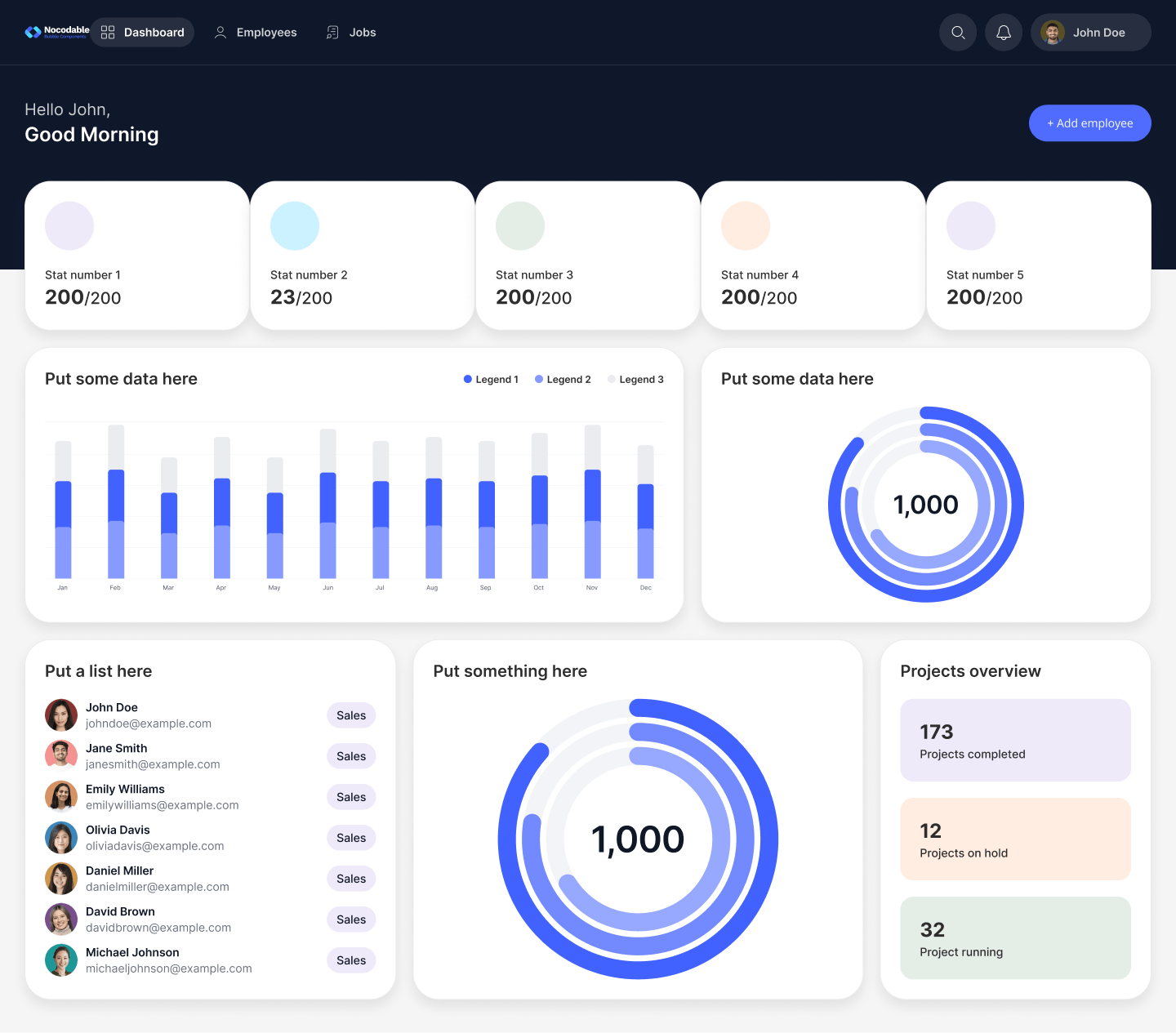 SAAS Single Page APP Dashboard Template Bubble