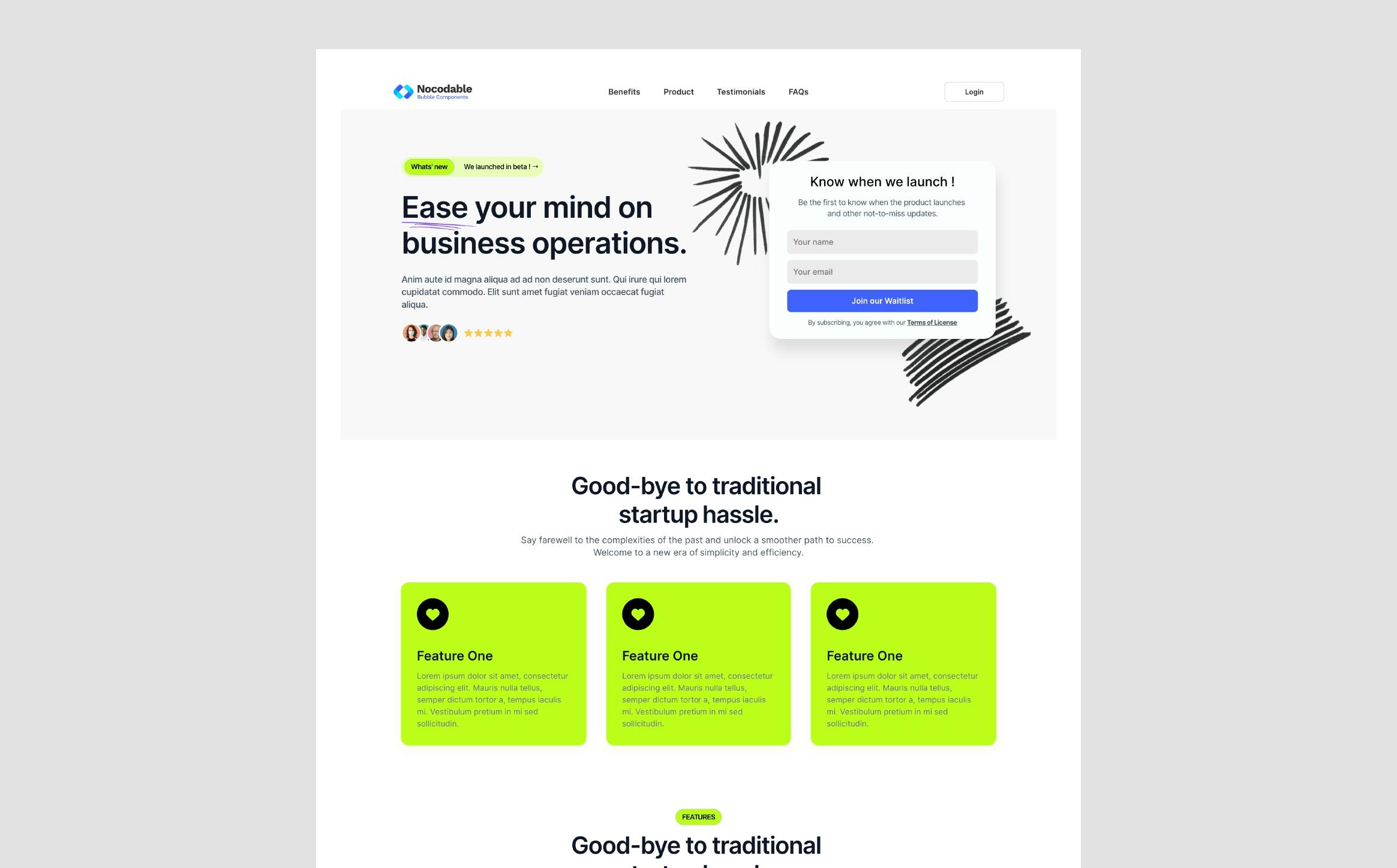 Saas landing page template Template Bubble