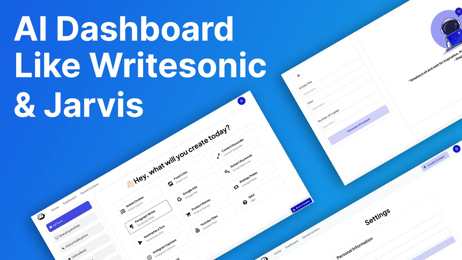 AI Saas Dashboard Template Bubble
