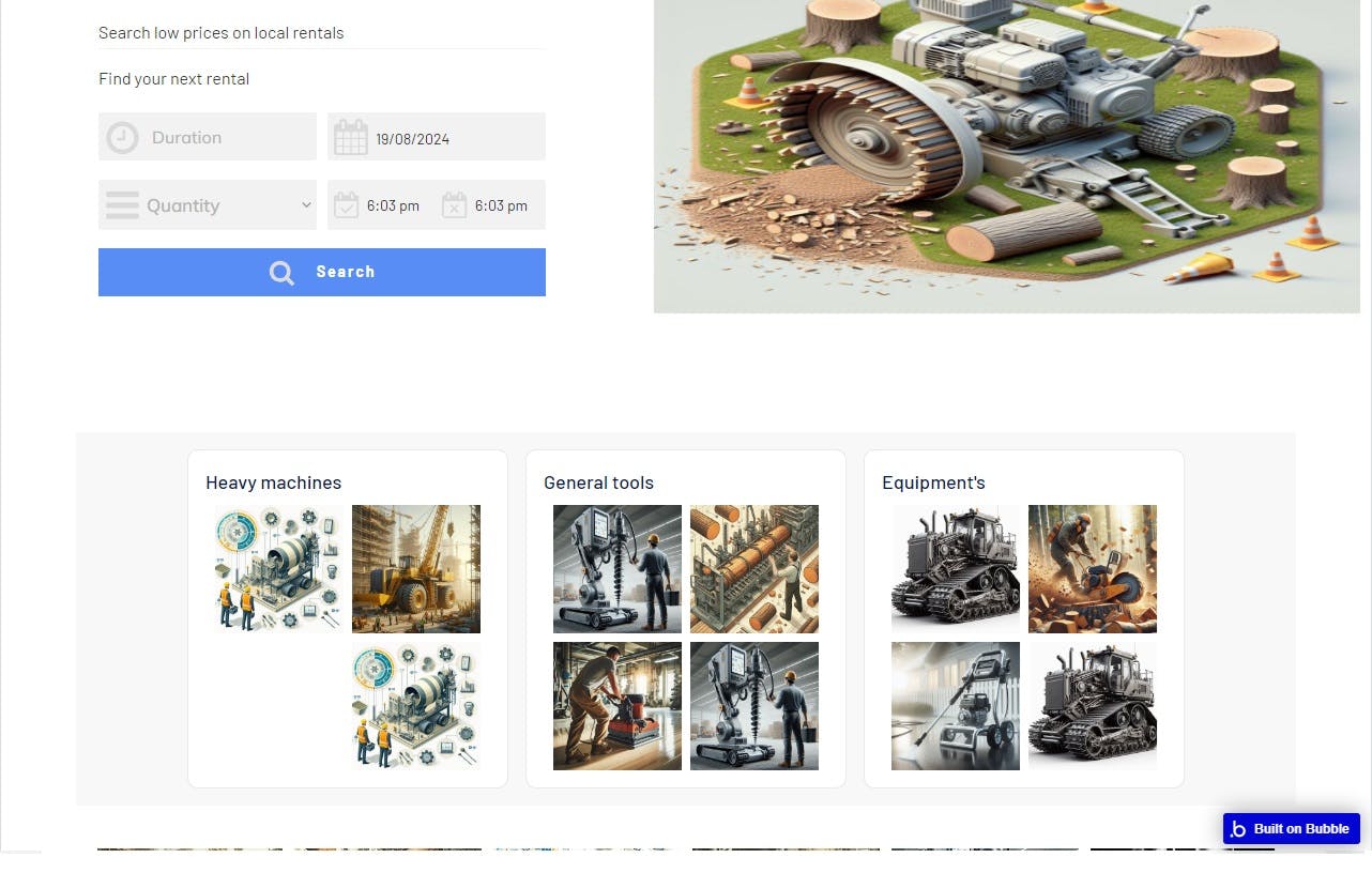 Tools Rental Marketplace Template Bubble