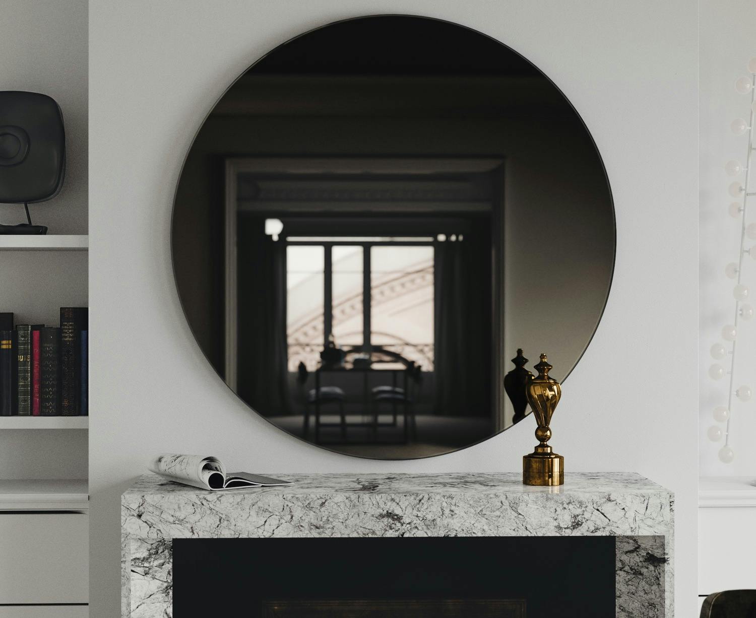 Black glass hot sale mirror