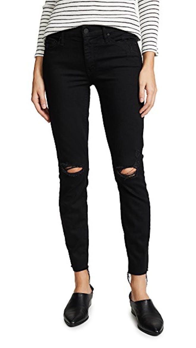 black distressed jeans women's