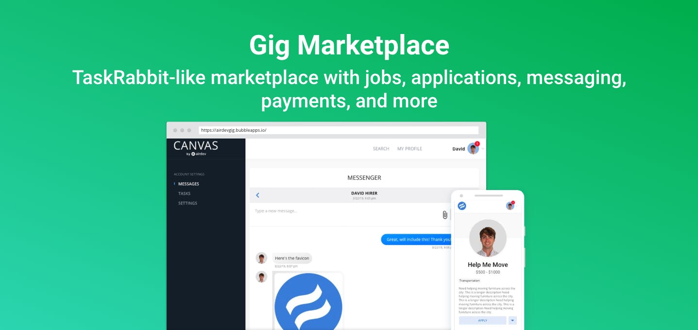 Canvas Gig Marketplace Template Bubble
