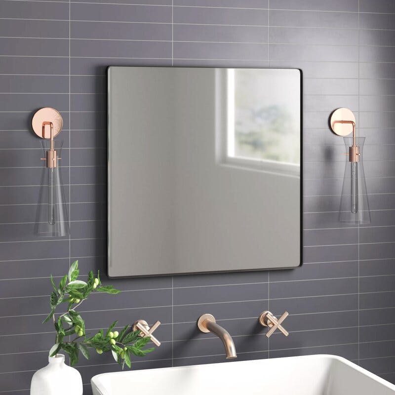 Brushed nickel online bathroom mirror