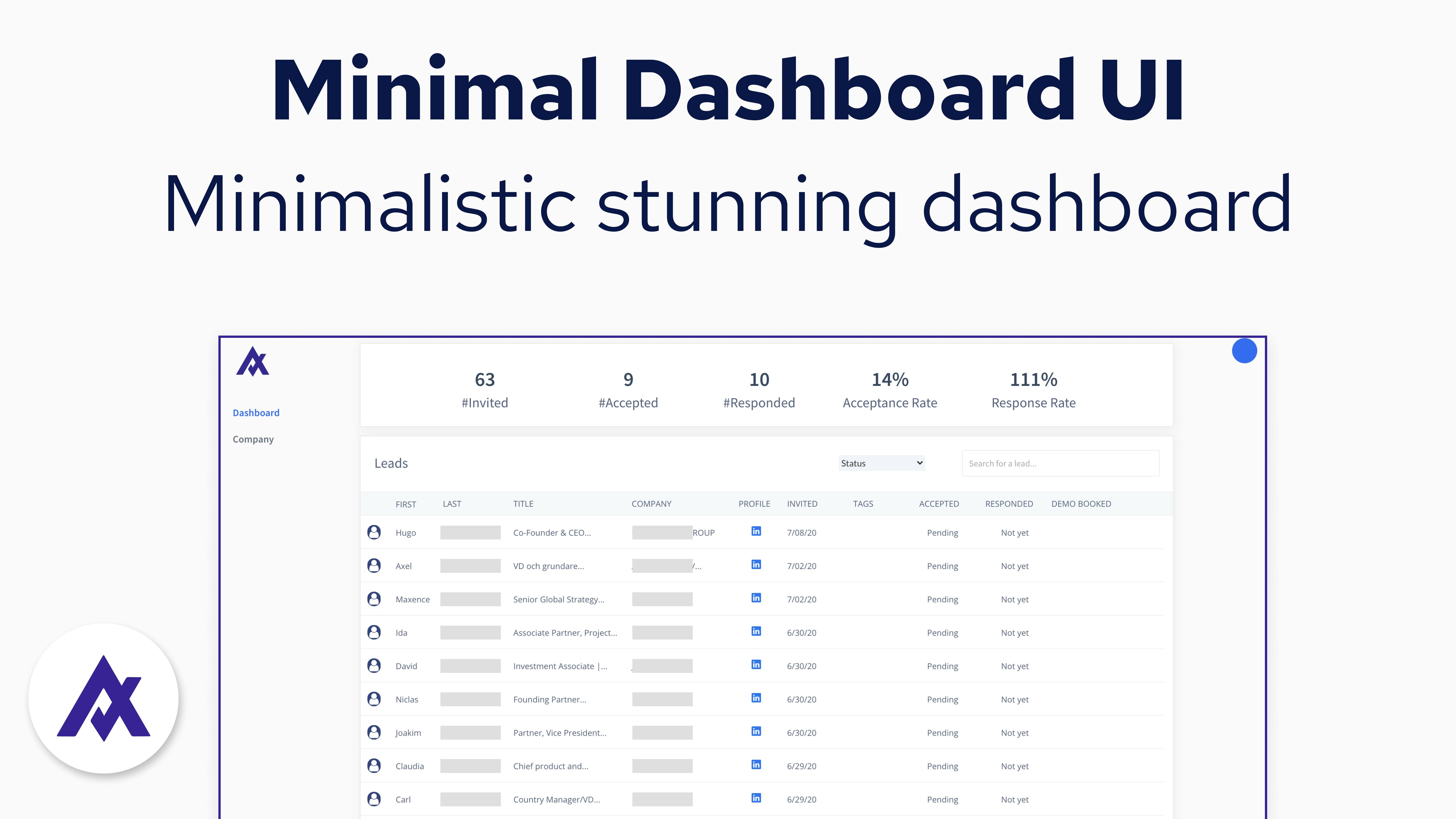 Minimalistic Dashboard UI Template | Bubble