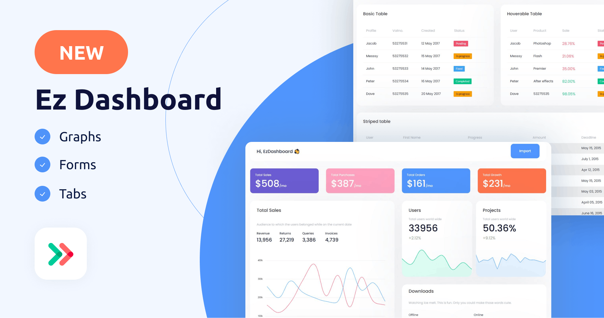 Ez Dashboard Template Bubble Template by Ezcode.co no code web & app