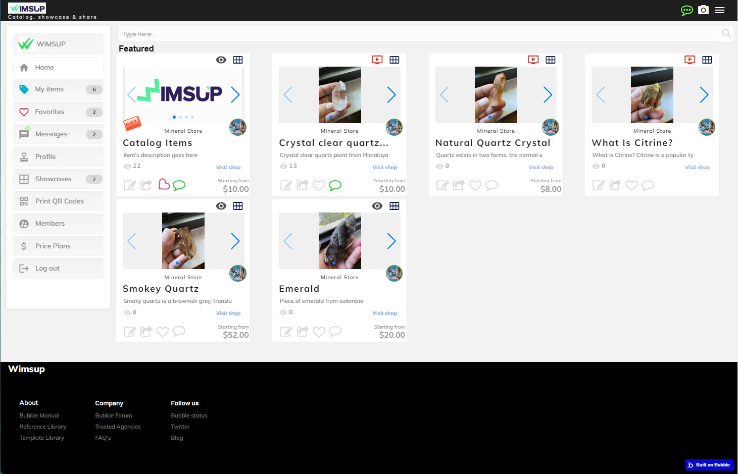 List catalog Share And Sell Template Bubble